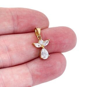 Vintage Danecraft Gold Over Sterling Silver 925 Cubic Zirconia Angel Pendant